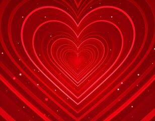 Tunnel of concentric hearts in shades of red, with sparkling accents