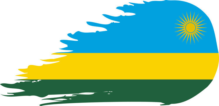 rwandan comet flag fly, grunge brush vector