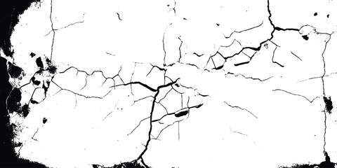 Cracks on the concrete wall. Cracks isolated on white background. Texture for overlay.  Wall Background. For designers to apply texture cracks to objects.. 