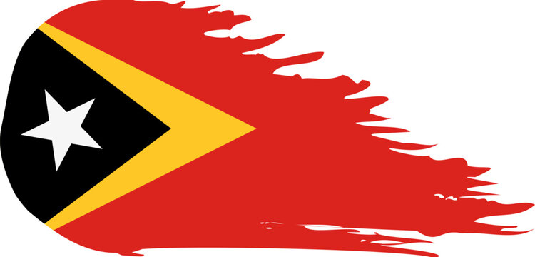 timor-leste - east timor comet flag fly, grunge brush vector