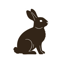 Obraz premium Dark brown rabbit silhouette sitting on a white background isolated on white background
