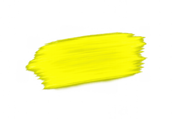 Yellow paint brush stroke creating a bright abstract texture background, liquid smudge element, transparent background