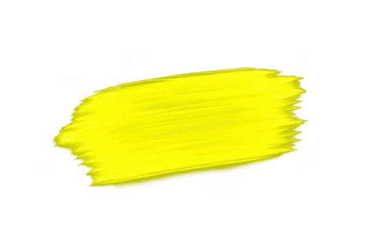 Yellow paint brush stroke creating a bright abstract texture background, liquid smudge element, transparent background