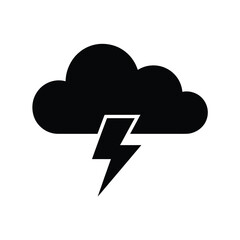 Black silhouette of a storm cloud with a lightning bolt