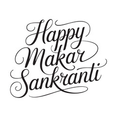 Happy Makar Sankranti calligraphy greeting banner, vector illustration