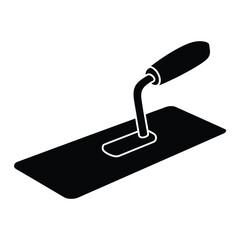 Black silhouette of a trowel tool on a white background