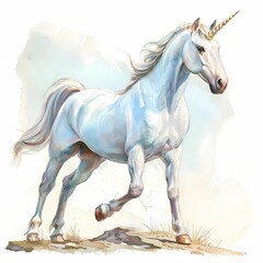 Fototapeta premium Majestic unicorn galloping across a scenic landscape