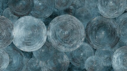 Abstract Teal Concentric Circles: Serene, Textured, Artistic Background Pattern