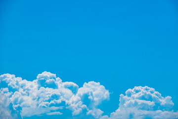 Panorama of cloud clear sky background for summer vacation concept at ocean and summer sea water with sunlight of beautiful cloudy	
