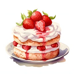 Delicious strawberry shortcake on a plate