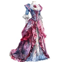 Obraz premium Elegant victorian-style gown with ruffles and floral details