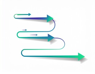 Flowing Gradient Arrows Illustrating Progress and Direction on a Clean White Background