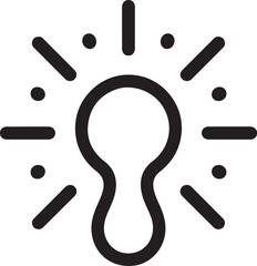Stylized light bulb icon with radiating lines and dots