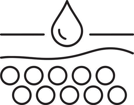 Skin layer absorption of liquid drop illustration