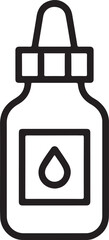 Simple outline icon of a dropper bottle with liquid drop symbol