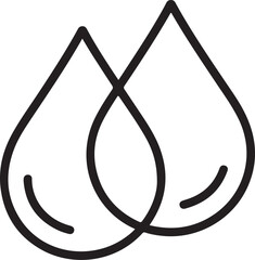 Two intersecting water droplets icon symbol simple outline