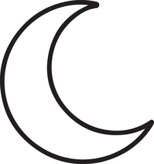 Simple outline of a crescent moon in black and white © Emran Hossain