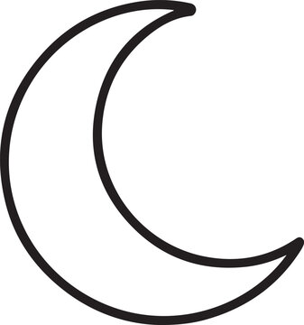 Simple outline of a crescent moon in black and white