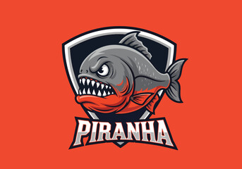 Aggressive piranha gaming logo for esports teams - Gaming logo - Gaming Mascot - esport mascot vector illustration
