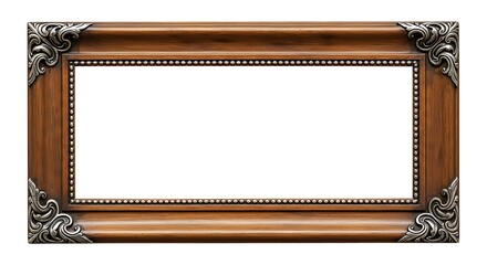 Ornate Wooden Picture Frame with Silver Accents, Horizontal Orientation