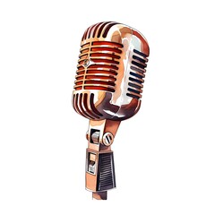 Fototapeta premium Vintage microphone illustration in watercolor style
