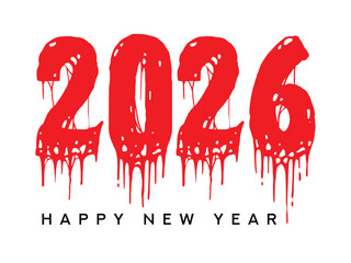 Happy New Year 2026 Horror Red Typography Text Logo Graphics Design