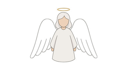 Illustration of a simple stylized angel with wings and halo perfect for religious spiritual or whimsical themes