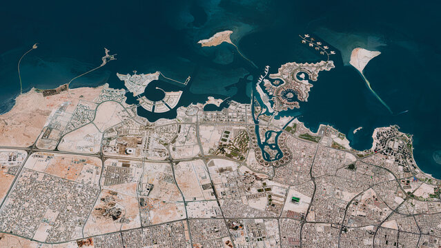 Doha Qatar Satellite Map Aerial View