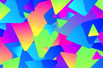 Vibrant neon geometric abstract a kaleidoscopic blend of triangles and polygons in electric blue pink yellow and green hues