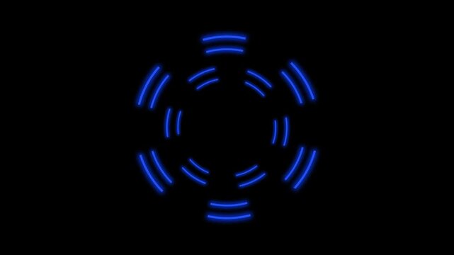 Blue windmill digital tech space glowing with rotating loop animation on black background