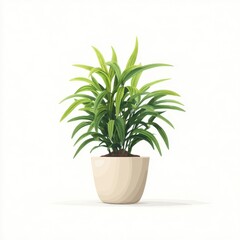 Fototapeta premium Pixel Art Houseplant Illustration Green Leaves in Beige Pot