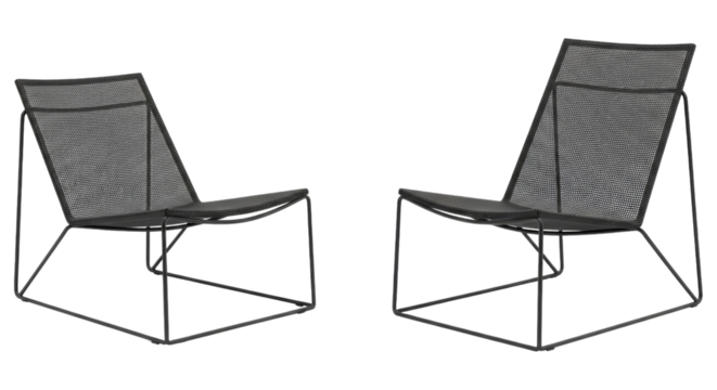Pair of modern mesh chairs isolated against a clean backdrop providing comfort