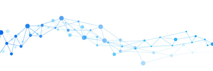 Abstract geometric network connecting dots and lines. Blue digital technology futuristic communication high tech on transparent background