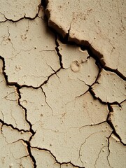 Close-up of a weathered material with irregular cracks and a faded, muted color palette,  faded,  weathered
