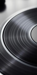 Close-up of black vinyl record surface with visible grooves, representing classic music playback,  surface,  classic