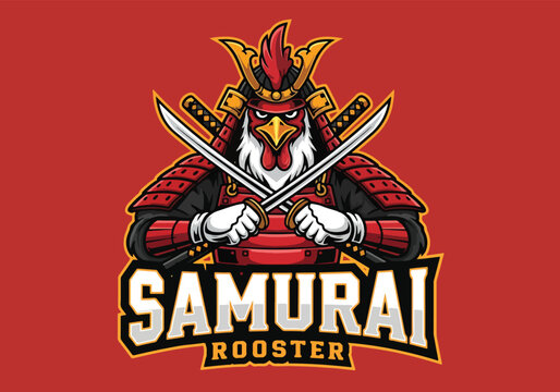 Samurai rooster gaming logo fierce warrior bird - Gaming logo - Gaming Mascot - esport mascot vector illustration