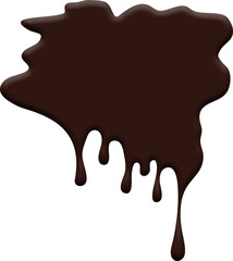 Dark Chocolate Drip with Glossy Texture and Varied Lengths of Dripping Liquid