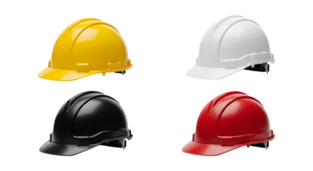 Diverse Collection of Construction Helmets in Varied Colors for Safety Purposes