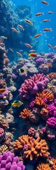 Coral reef teeming with colorful marine life, a dynamic underwater ecosystem bursting with activity,  ecosystem,  coral