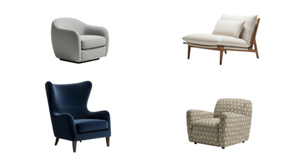 Fototapeta premium Selection of Stylish Armchairs Featuring Contemporary and Classic Designs