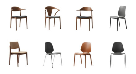 Diverse collection of modern chairs, showcasing various styles and materials