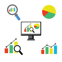Data Analytics and Visualization: A vibrant digital illustration showcasing essential elements of data analytics and visualization, including charts, graphs, and analytical tools. 