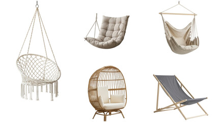 Various Comfortable and Stylish Hanging Chairs for Relaxing Indoors or Outdoors