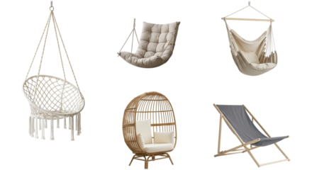 Various Comfortable and Stylish Hanging Chairs for Relaxing Indoors or Outdoors