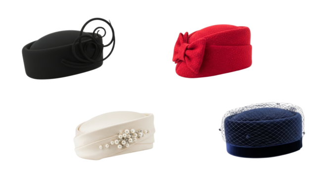 Elegance embodied: Collection of stylish women's hats against a bright backdrop