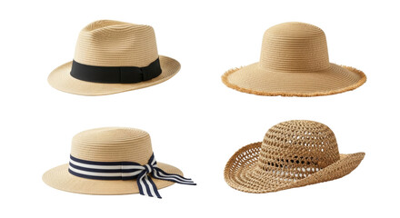 Stylish collection of straw hats for sun protection and summer fashion