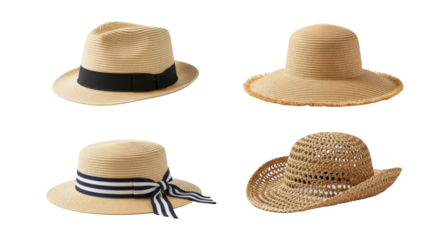 Stylish collection of straw hats for sun protection and summer fashion