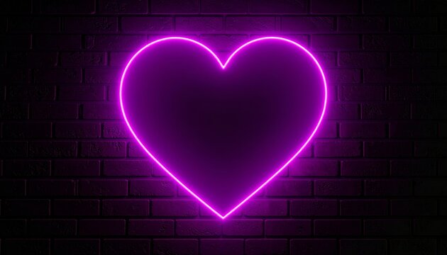 Glowing Neon Pink Heart on a Dark Brick Wall in an Electric Atmosphere for High Fidelity Visuals - Powered by Adobe