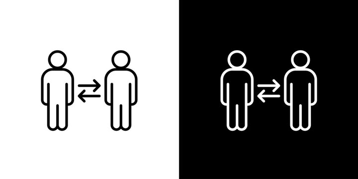 Social Distancing Icon Maintaining Safe Space, Physical Interaction and Public Health Measures