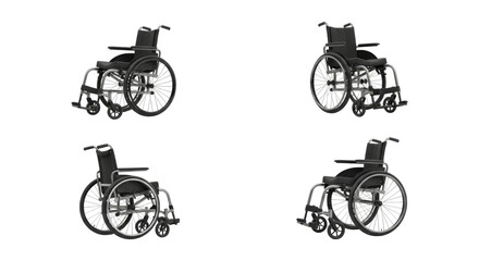 Obraz premium Isolated manual wheelchairs offering mobility solutions on white background